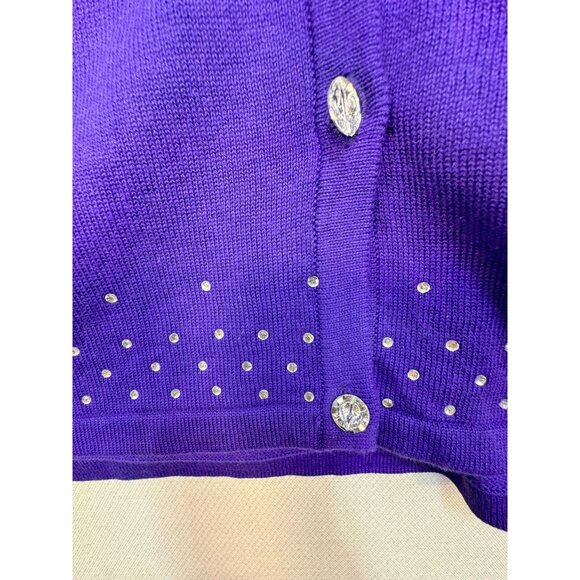 Quacker Factory Womens Embellished Cardigan Sweater Size XL/XXL Purple - Picture 5 of 9